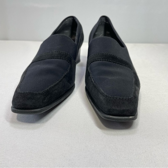 Stuart Weitzman Women’s Black Suede Shoes Size 6B Slip On Block Heel Square Toe - Picture 2 of 16